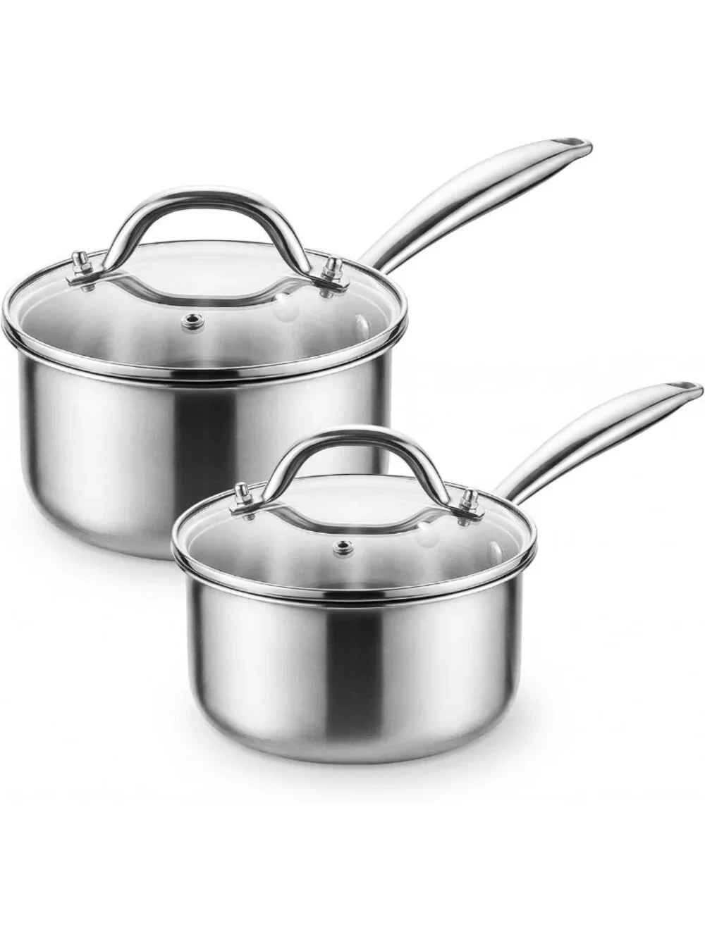 Heavy Duty Tri-Ply Stainless Steel Pots 1.5Qt & 2.5Qt | Induction Ready